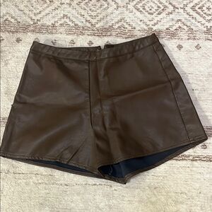 Olivaceous High Waist Brown Leather Shorts